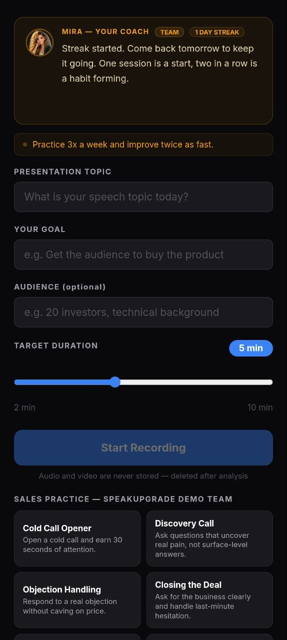 SpeakUPgrade daily challenge card